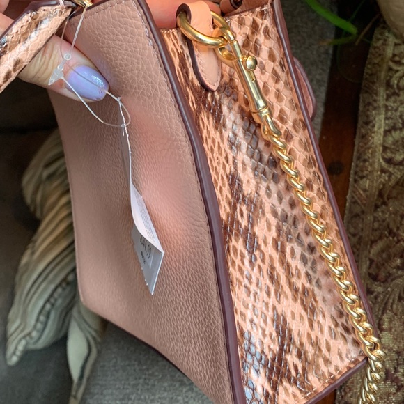 Authentic COACH Pebbled leather/Snakeskin embossed top handle crossbody/Satchel - Picture 8 of 13